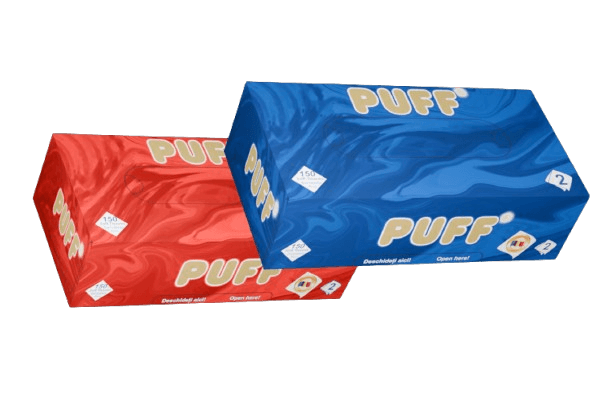 Puff red blue
